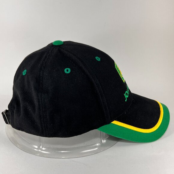 John Deere Strap Back Cap Hat Black Baseball Spell Out Tractor Farming Logo Mens - Picture 5 of 13